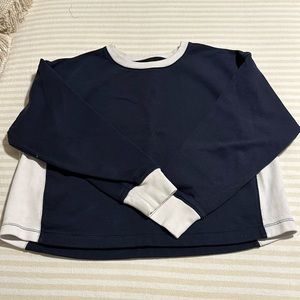 JCrew navy blue and white cropped sweatshirt